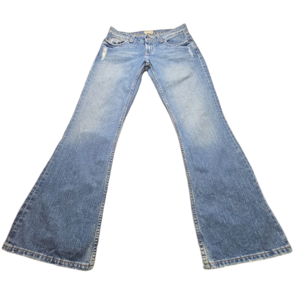 BKE Stella Bootcut Flare Jeans Raw Hem Distressed Stretch Denim Size 29